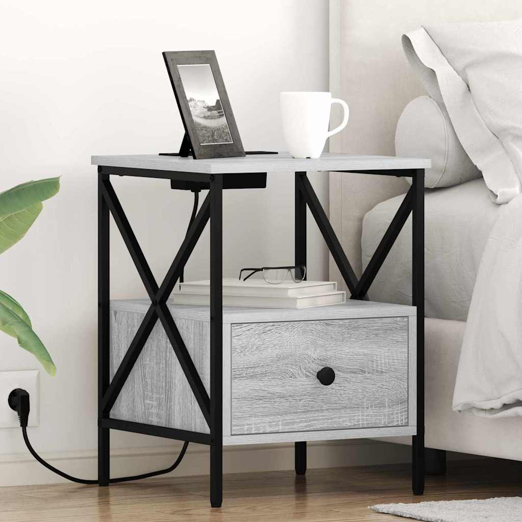Nachttisch 2 Stk. Sonoma-Grau 41,5 x 40,5 x 55 cm Holzwerkstoff