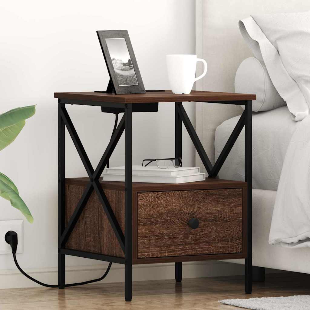 Nachttisch 2 Stk. Braun Eichen-Optik 41,5 x 40,5 x 55 cm