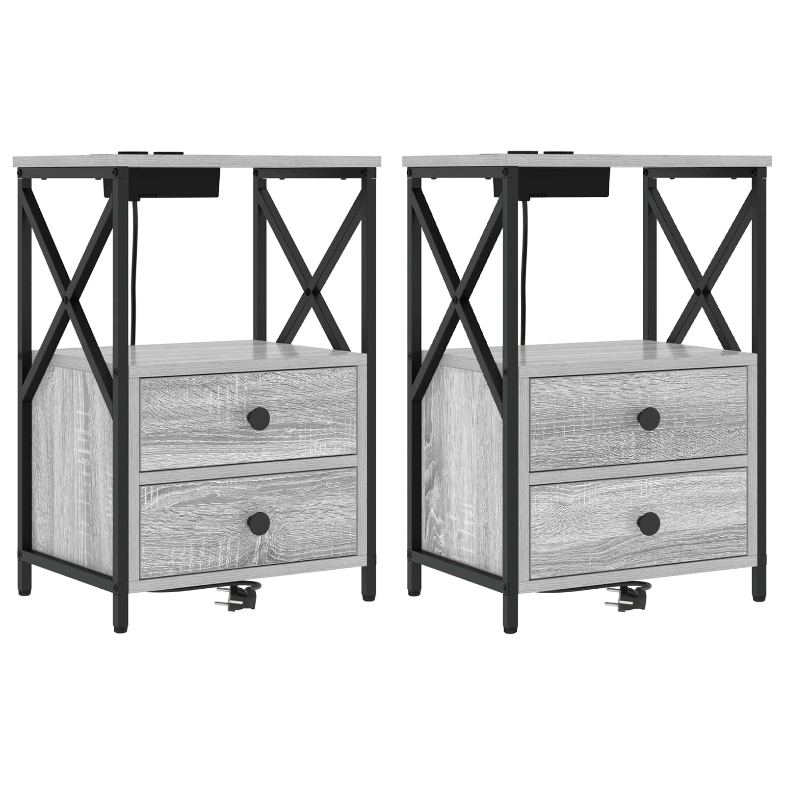 Nachttisch 2 stk. Graues Sonoma 40 x 31 x 60 cm Holzwerkstoff