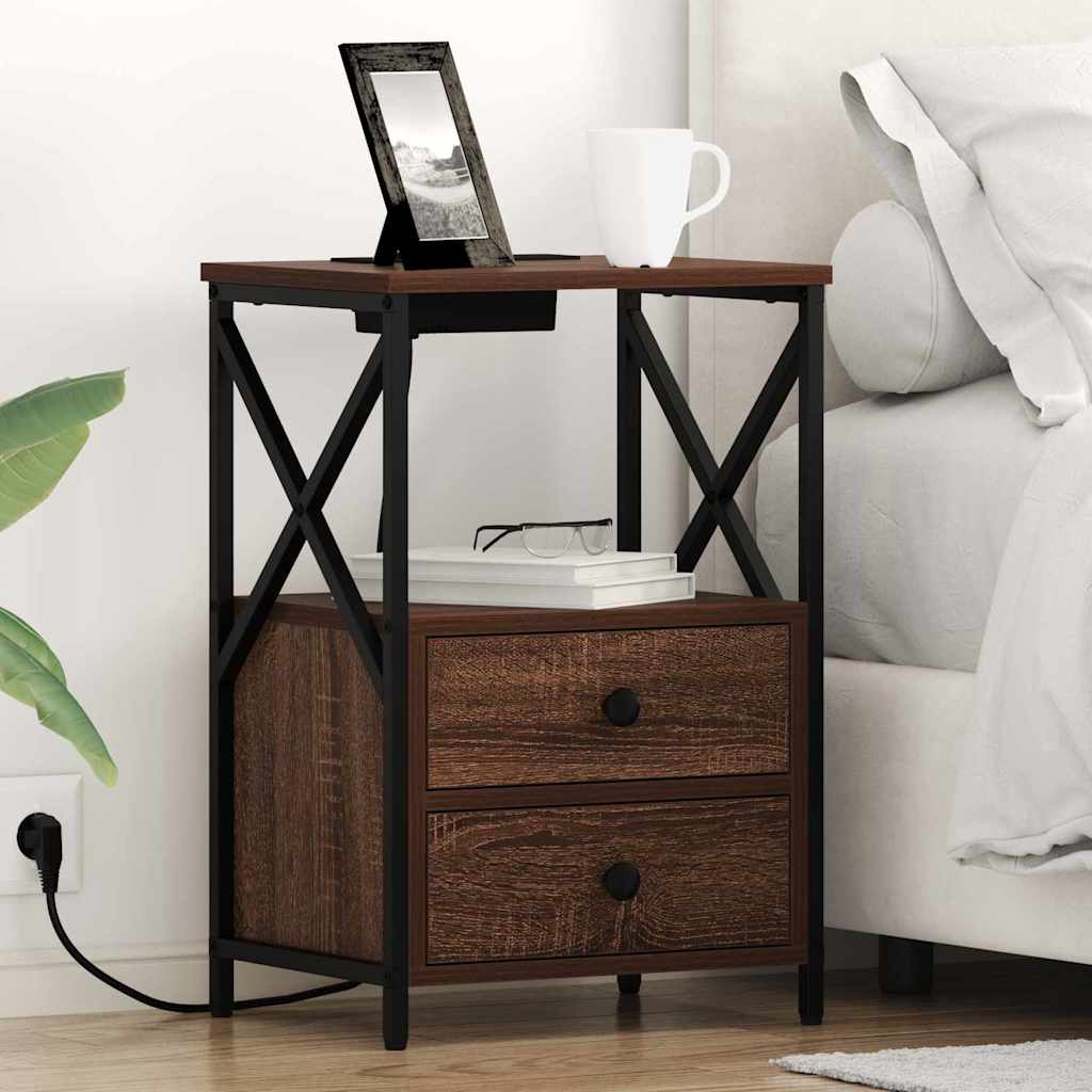 Nachttisch 2 stk. Braun Eichen-Optik 40 x 31 x 60 cm