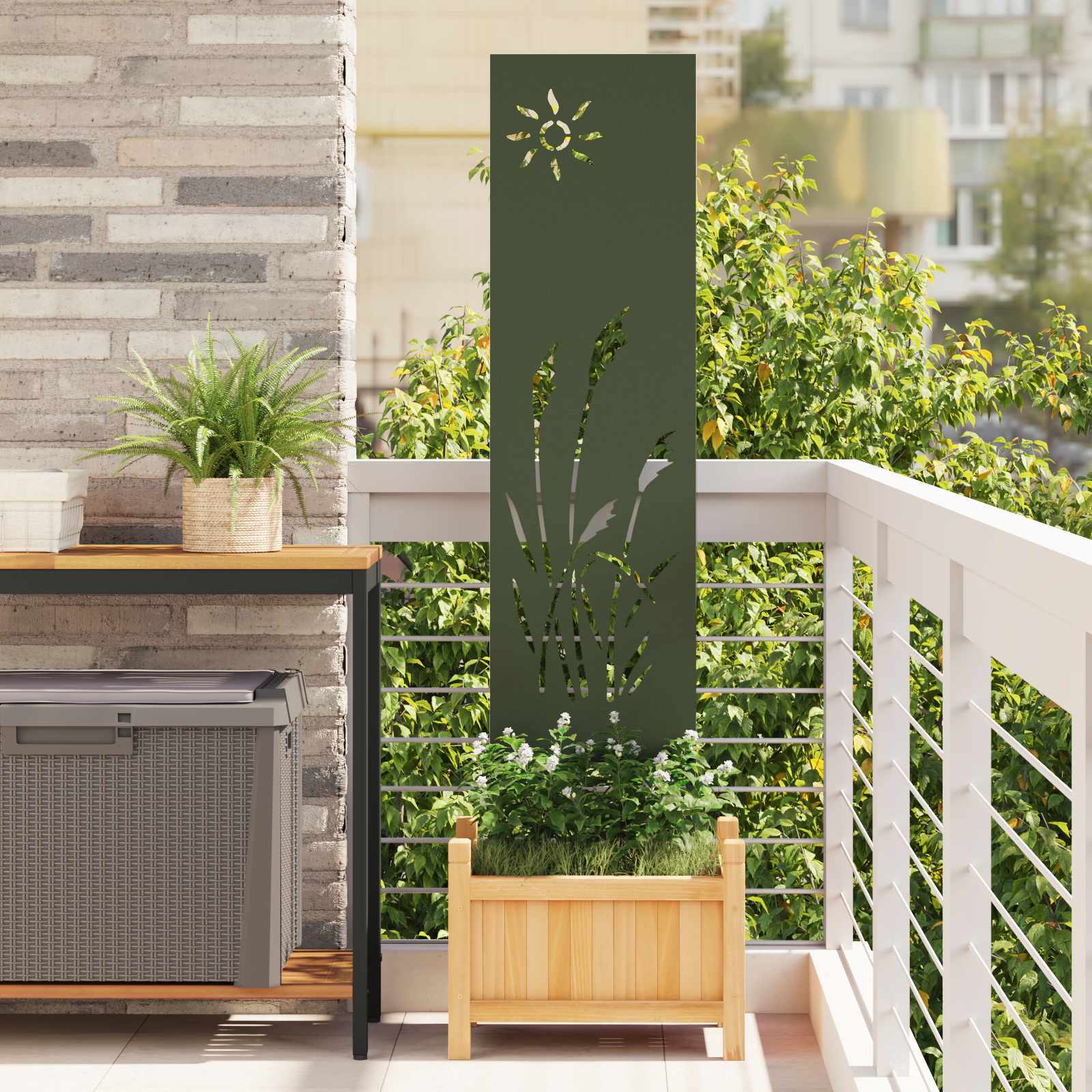 Garten Sichtschutz-Leinwand Olivgrün 32 x 140 cm