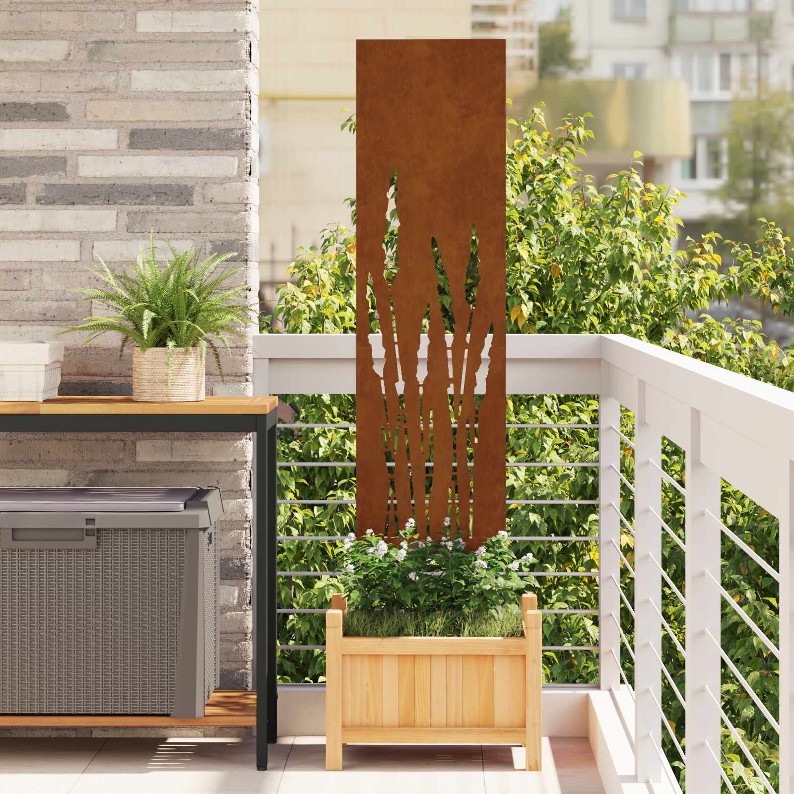 Garten Sichtschutz-Leinwand Rostig 32 x 140 cm Wetterfeststahl