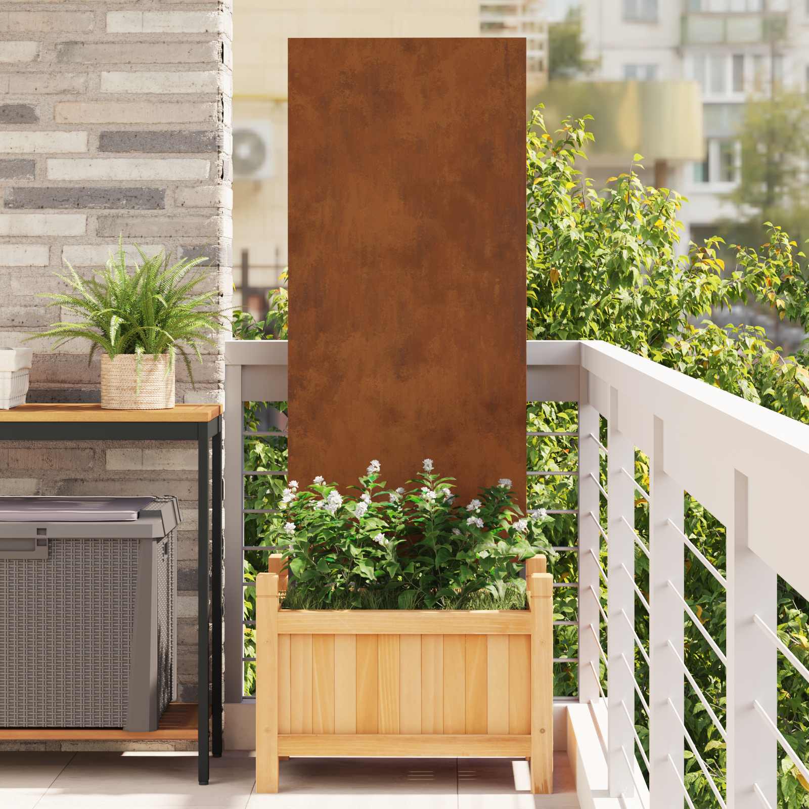Garten Sichtschutz-Leinwand Rostoptik 50 x 140 cm