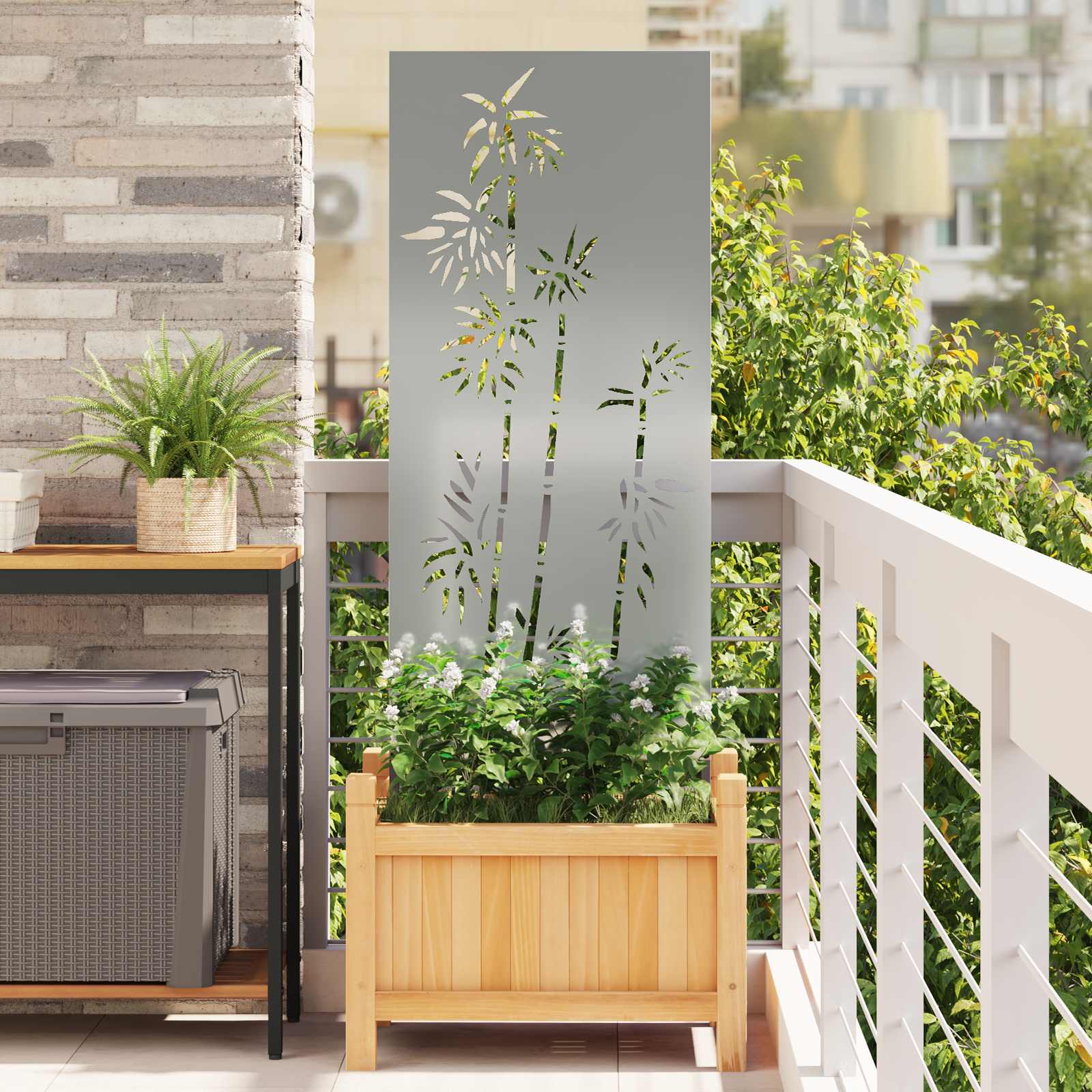 Garten Sichtschutz-Leinwand Silber 50 x 140 cm Verzinkter Stahl