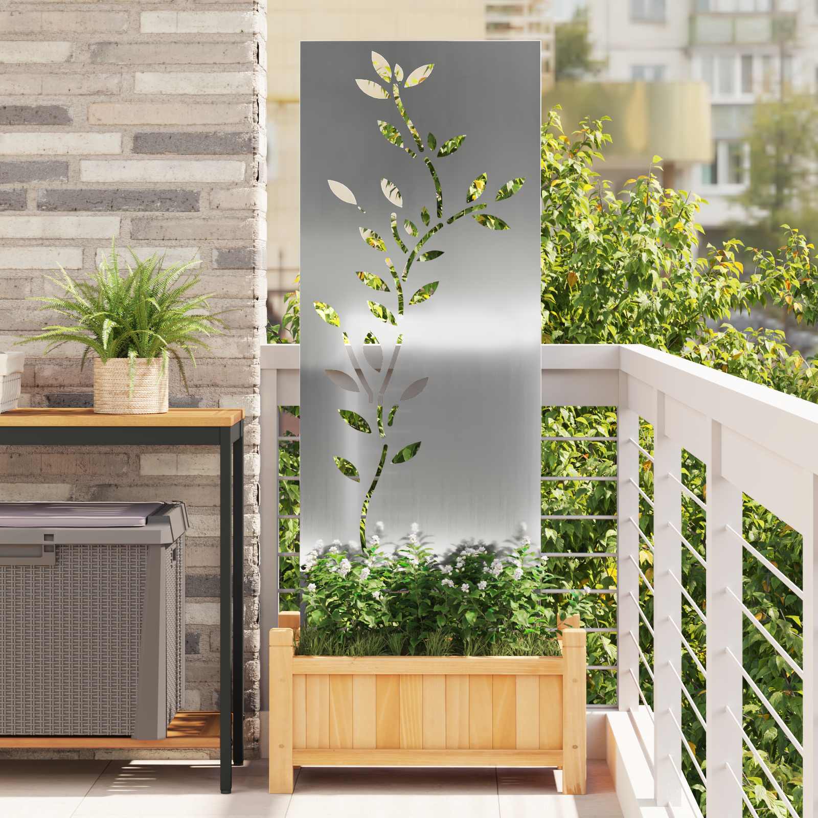 Garten Sichtschutz-Leinwand Silber 50 x 140 cm Verzinkter Stahl