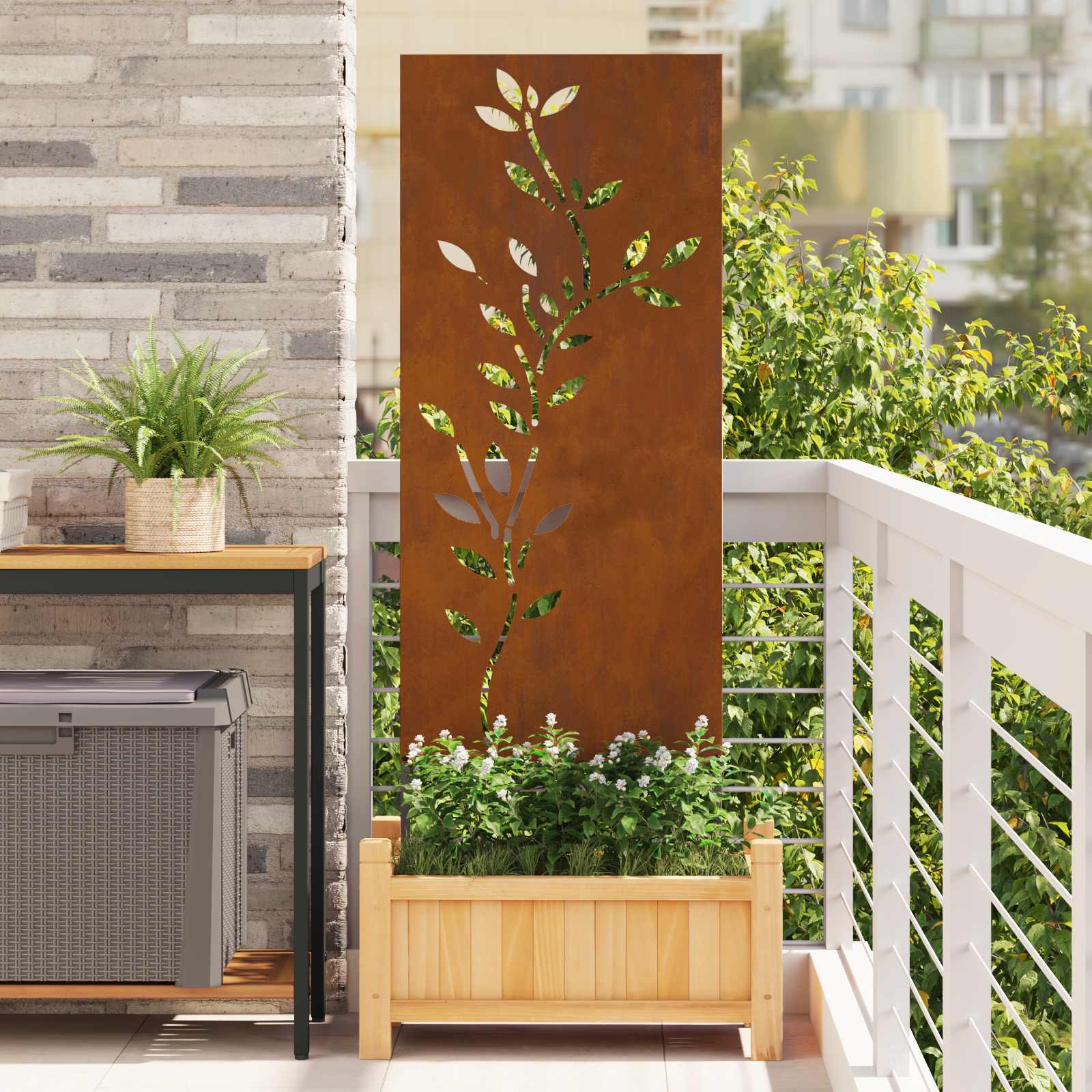 Garten Sichtschutz-Leinwand Rostig 50 x 140 cm Wetterfeststahl