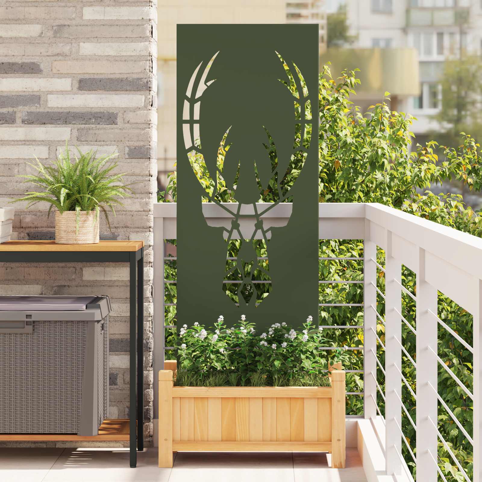 Garten Sichtschutz-Leinwand Tiermuster Olivgrün 50 x 140 cm