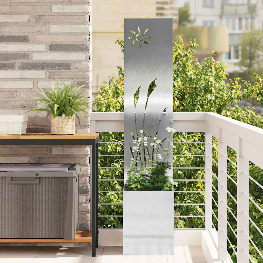 Garten Sichtschutz-Leinwand Silber 32 x 32 x 150 cm Edelstahl