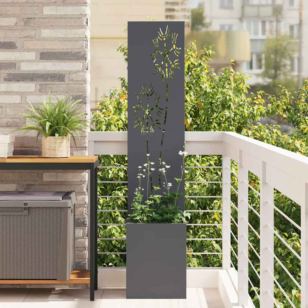 Garten Sichtschutz-Leinwand Floral Anthrazit 32 x 32 x 150 cm