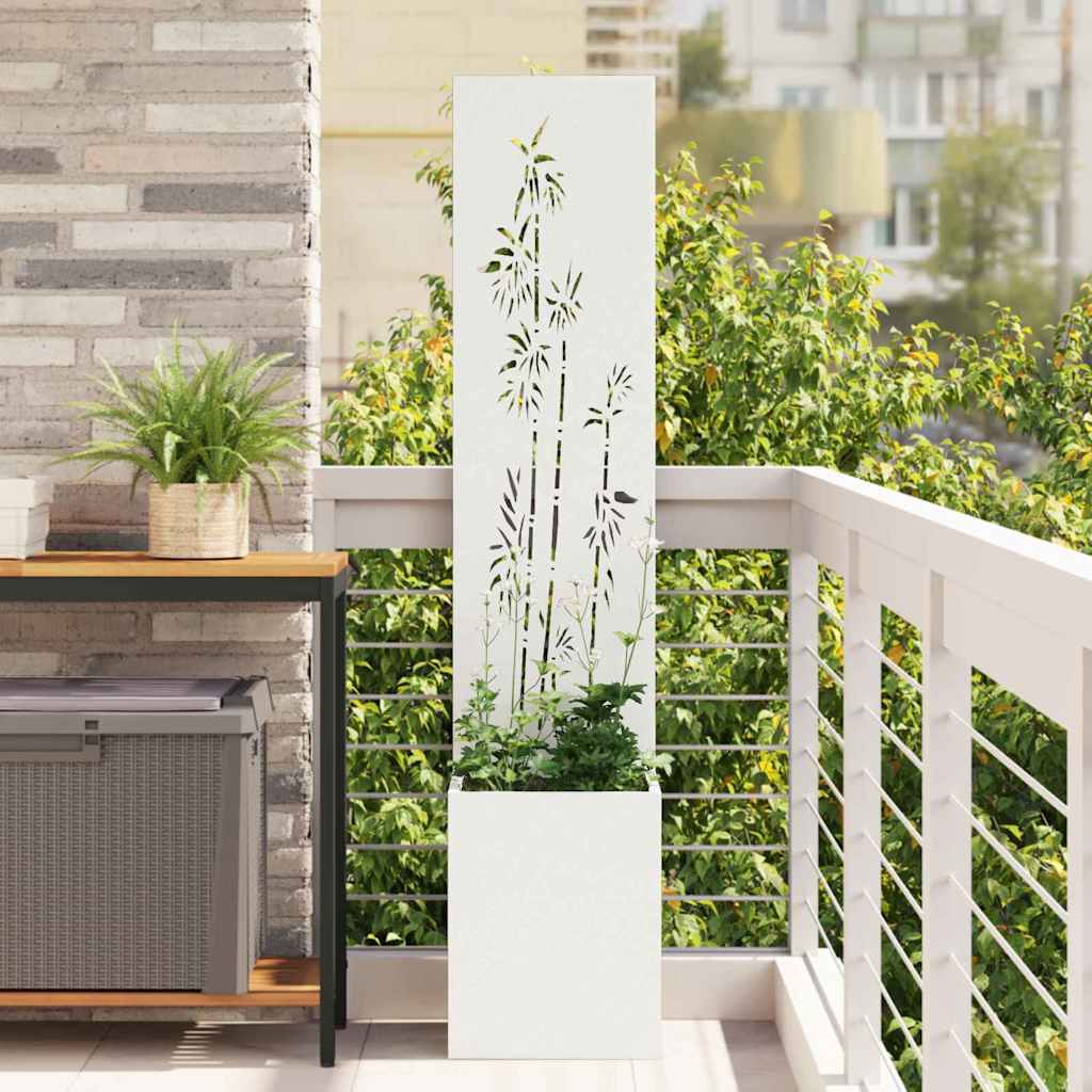 Garten Sichtschutz-Leinwand Floral Weiß 32 x 32 x 150 cm