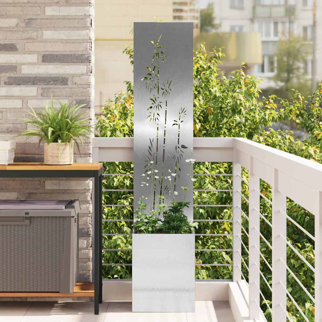 Garten Sichtschutz-Leinwand Silber 32 x 32 x 150 cm Edelstahl