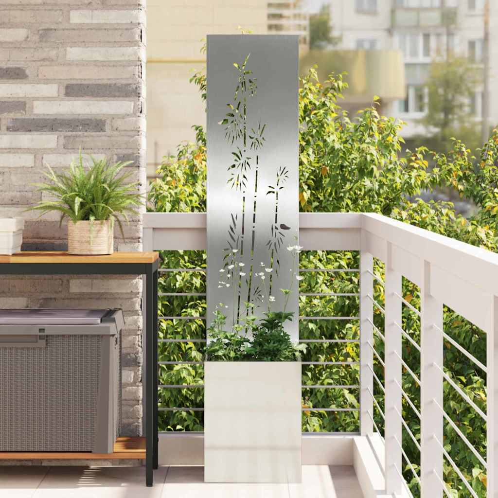 Garten Sichtschutz-Leinwand Floral Silber 32 x 32 x 150 cm