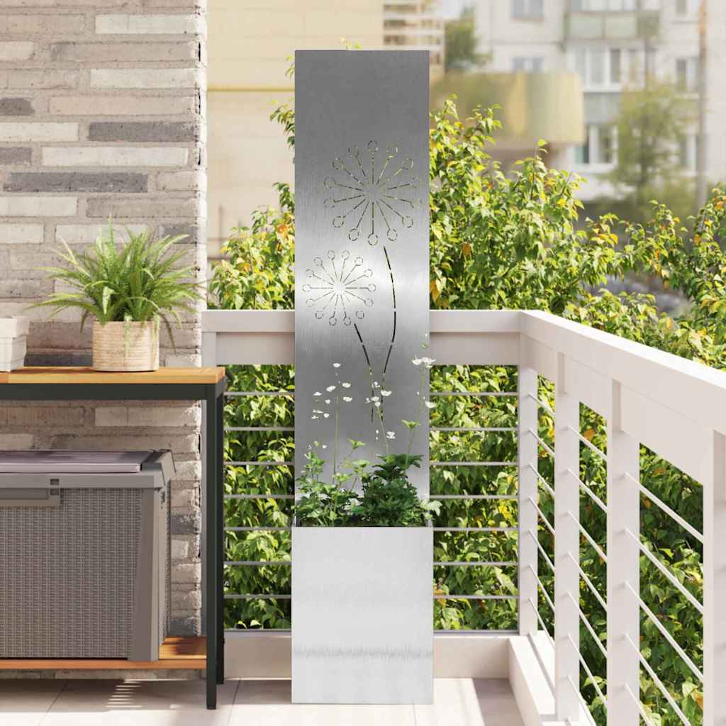Garten Sichtschutz-Leinwand Silber 32 x 32 x 150 cm Edelstahl