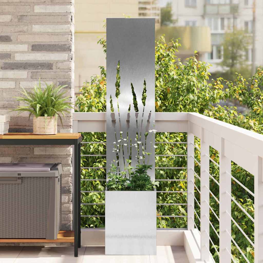 Garten Sichtschutz-Leinwand Silber 32 x 32 x 150 cm Edelstahl