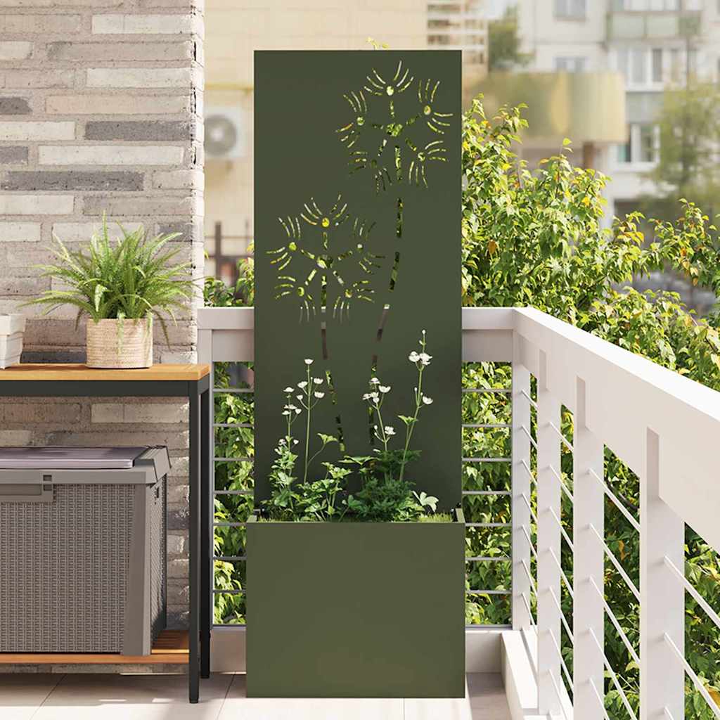Garten Sichtschutz-Leinwand Floral Olivgrün 50 x 32 x 150 cm