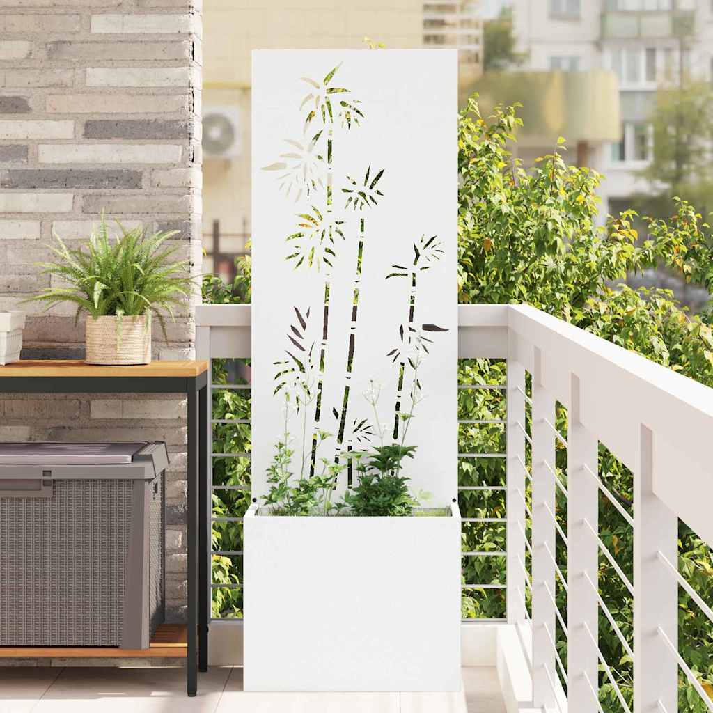 Garten Sichtschutz-Leinwand Floral Weiß 50 x 32 x 150 cm