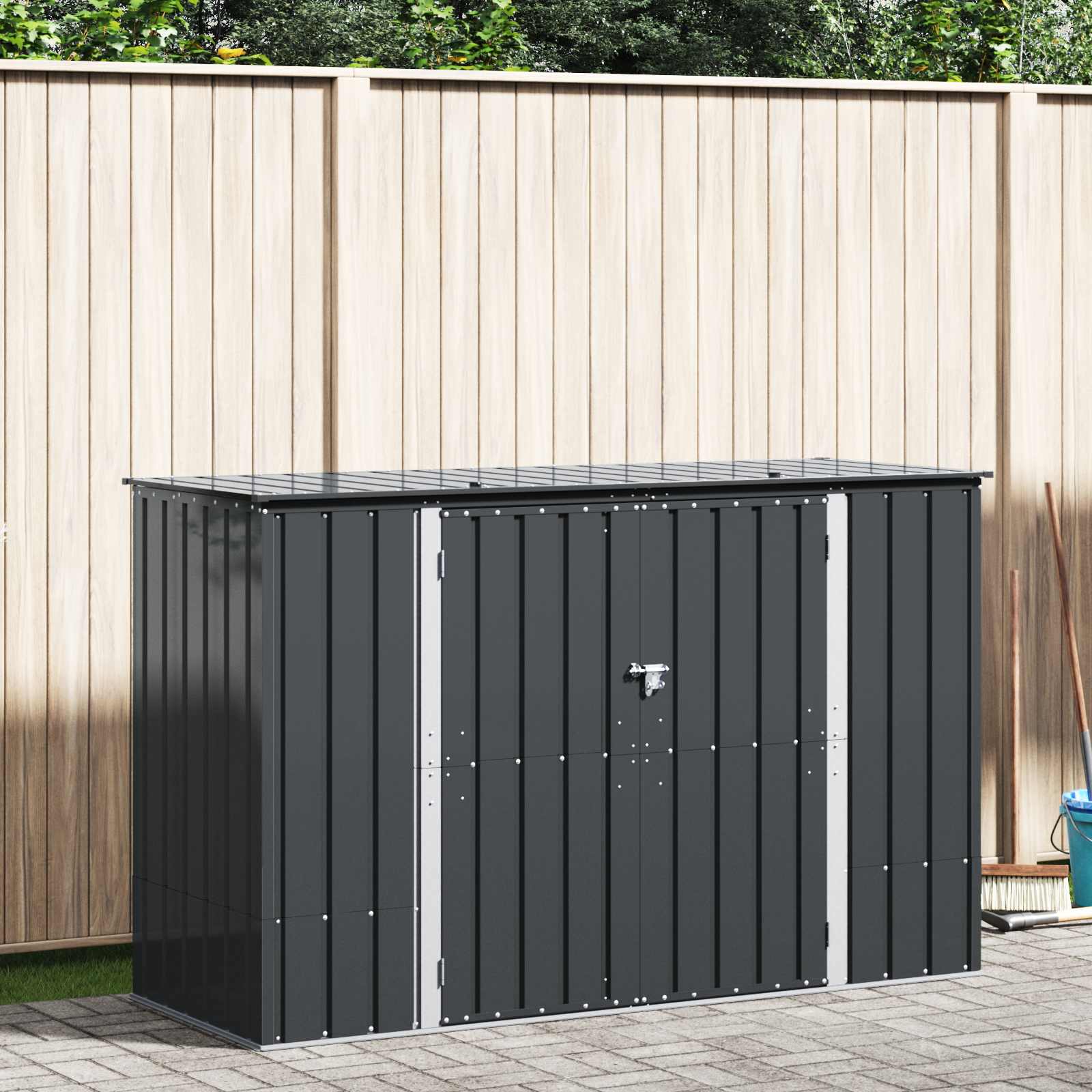 Gartenlagerbox Schwarz 214 x 82 x 132 cm Stahl