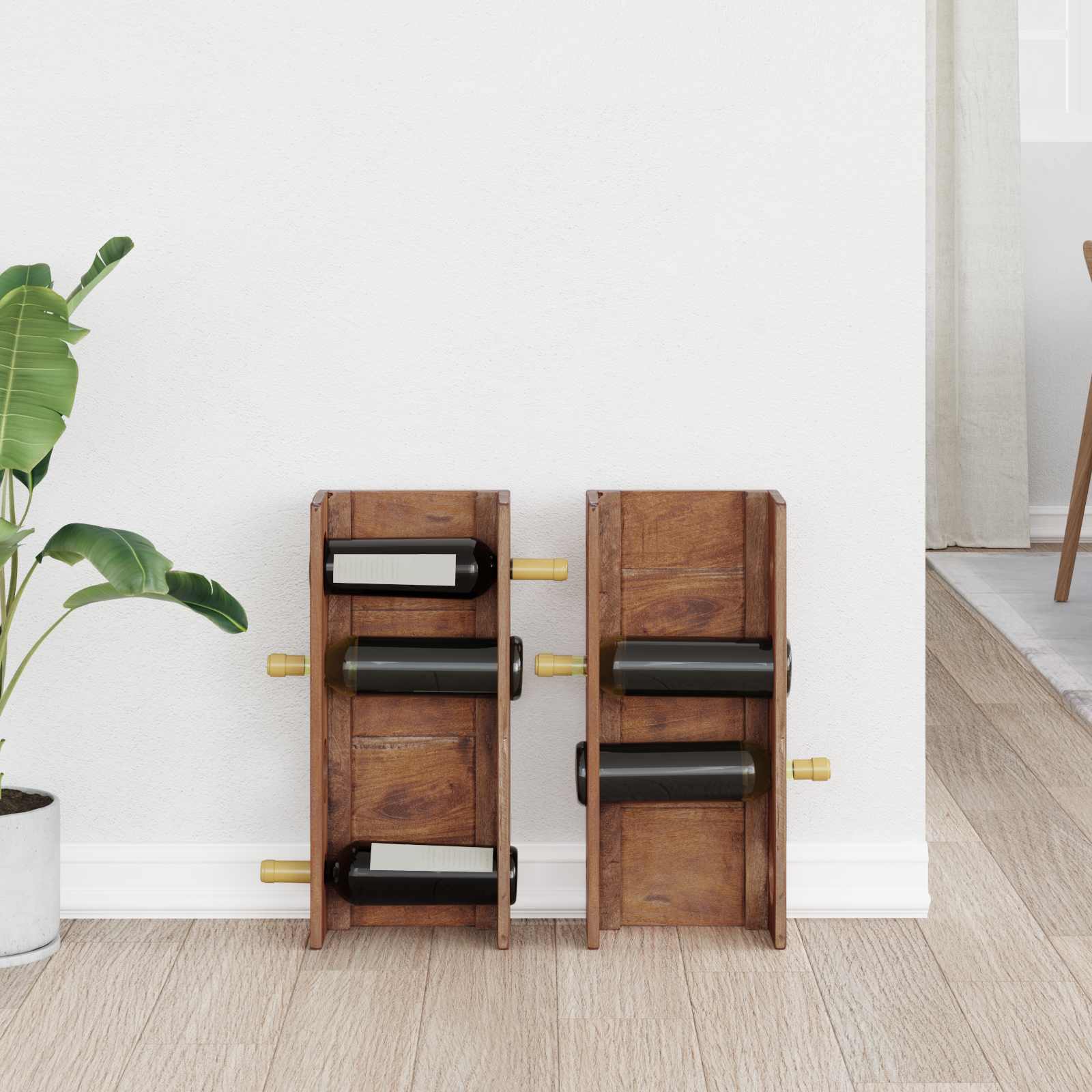 Regal Braun 24 x 13 x 54 cm Massives Mahagoni Holz