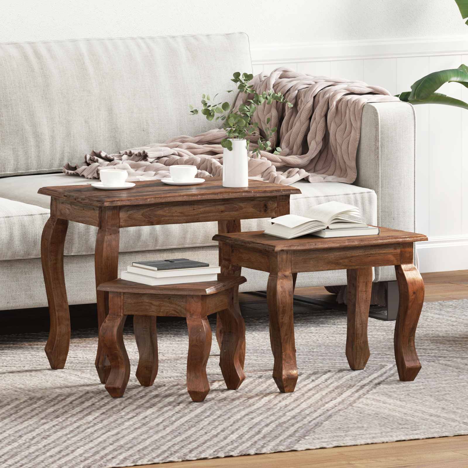 Nestingtisch 3 Stk. Braun Massivholz Mahagoni