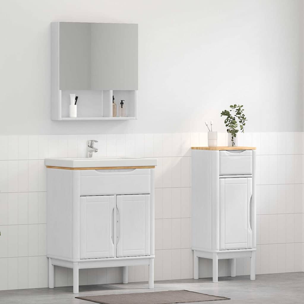 Badezimmermöbel-Set FLORO 2 Stk. Weiß Massives Kiefernholz