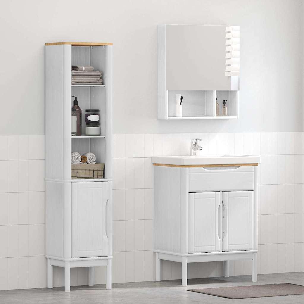 Badezimmermöbel-Set FLORO 2 Stk. Weiß Massives Kiefernholz