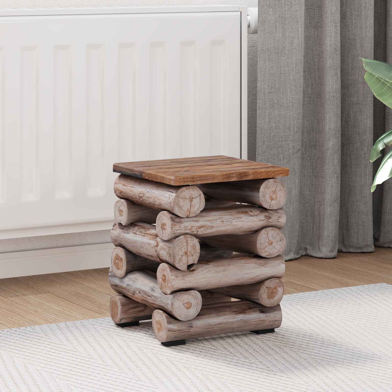 Hocker Natur Massivholz Teak