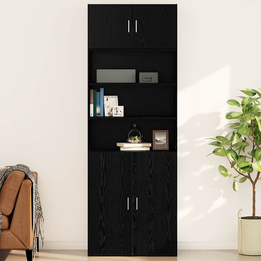 Wandschrank Schwarz Eichen-Optik 80 x 42,5 x 40 cm