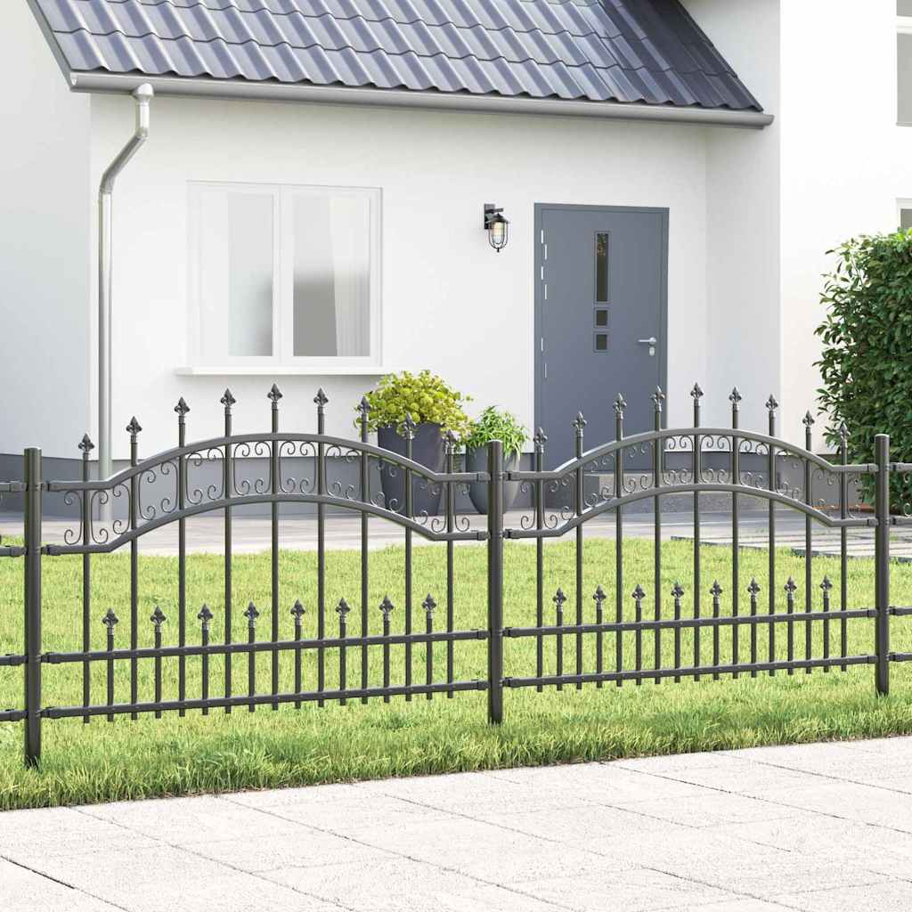 Gartenzaun KAMPEN 240 x 118 cm Pulverbeschichteter Stahl Grau