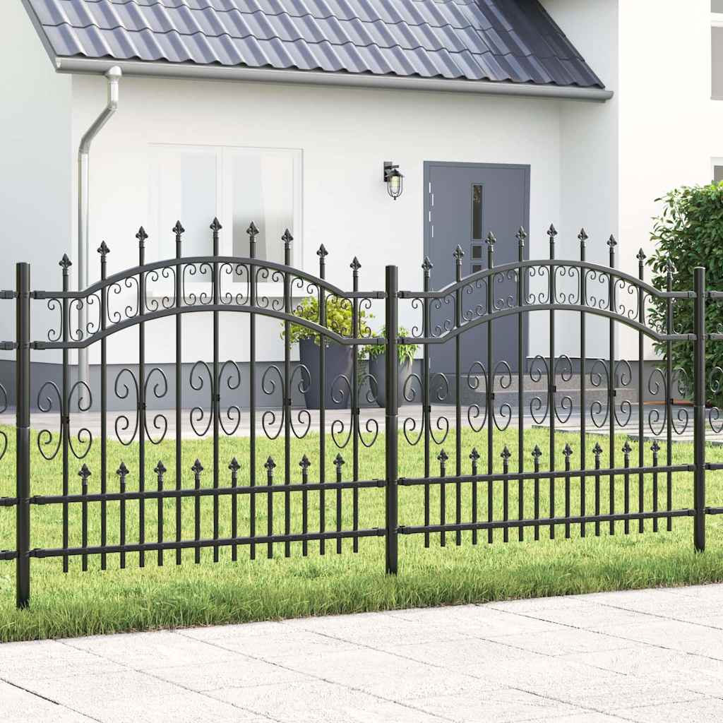 Gartenzaun KAMPEN 240 x 140 cm Pulverbeschichteter Stahl Grau