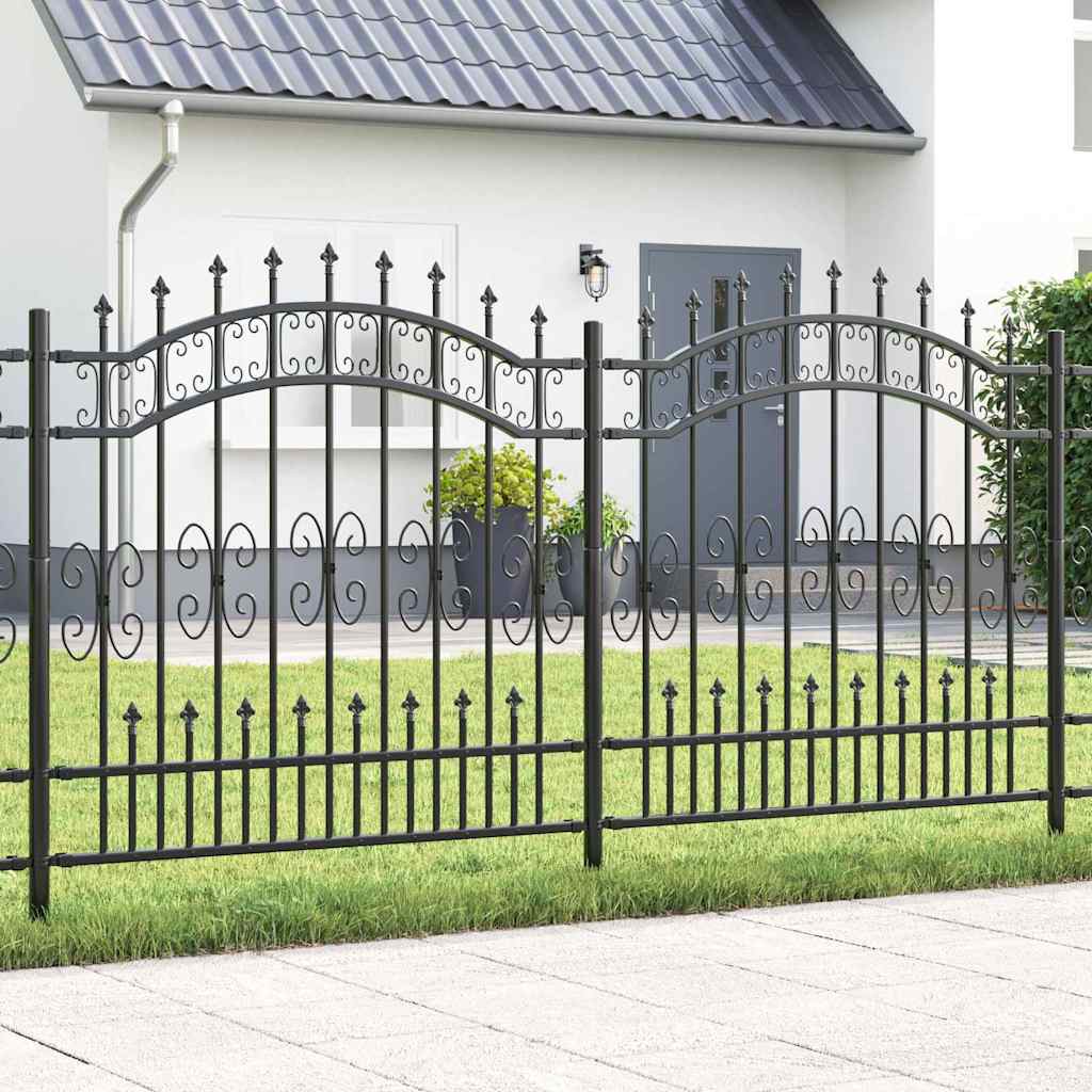 Gartenzaun KAMPEN 240 x 166 cm Pulverbeschichteter Stahl Grau