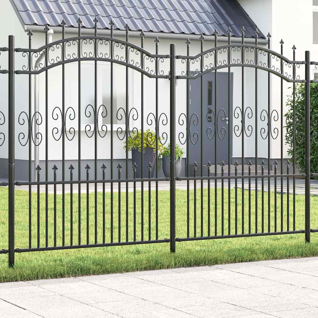 Gartenzaun KAMPEN 240 x 202,5 cm Pulverbeschichteter Stahl Grau