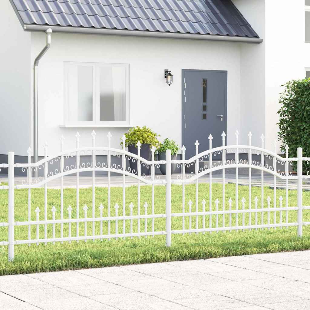 Gartenzaun KAMPEN 240 x 118 cm Pulverbeschichteter Stahl Weiß