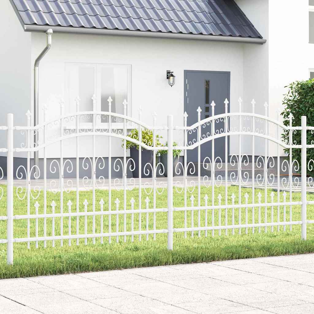 Gartenzaun KAMPEN 240 x 140 cm Pulverbeschichteter Stahl Weiß