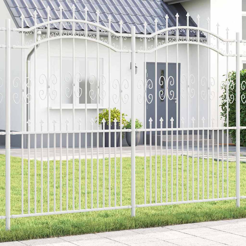 Gartenzaun KAMPEN 240 x 228 cm Pulverbeschichteter Stahl Weiß