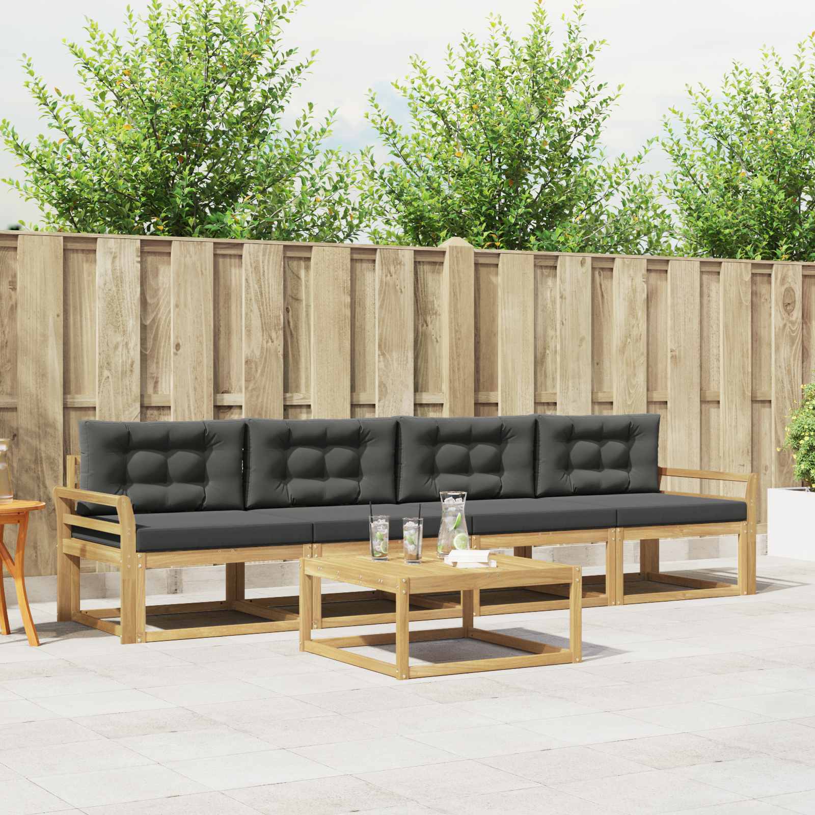 Outdoor-Sofagarnitur 4 stk. Weiß und Anthrazit