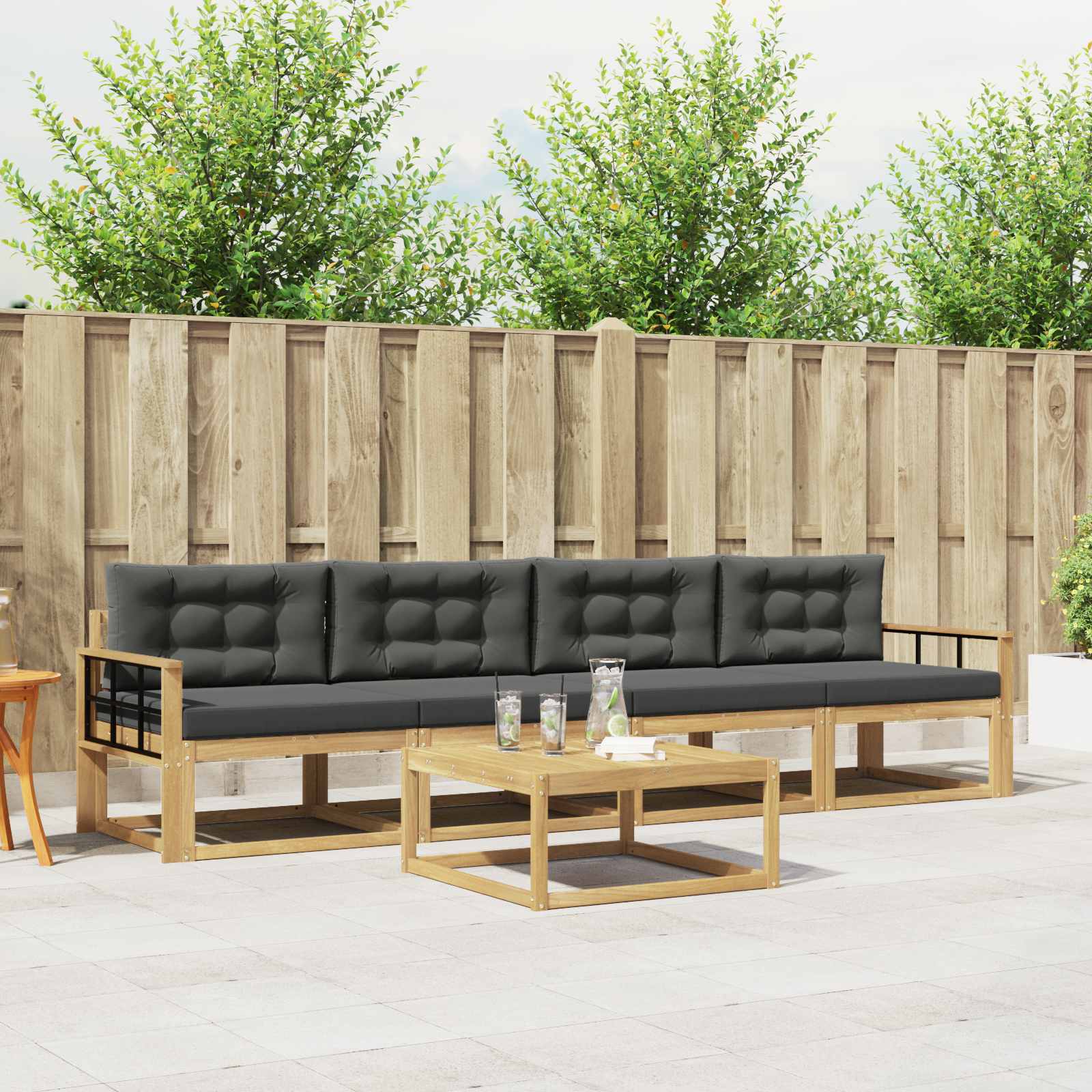 Outdoor-Sofagarnitur 4 stk. Weiß und Anthrazit