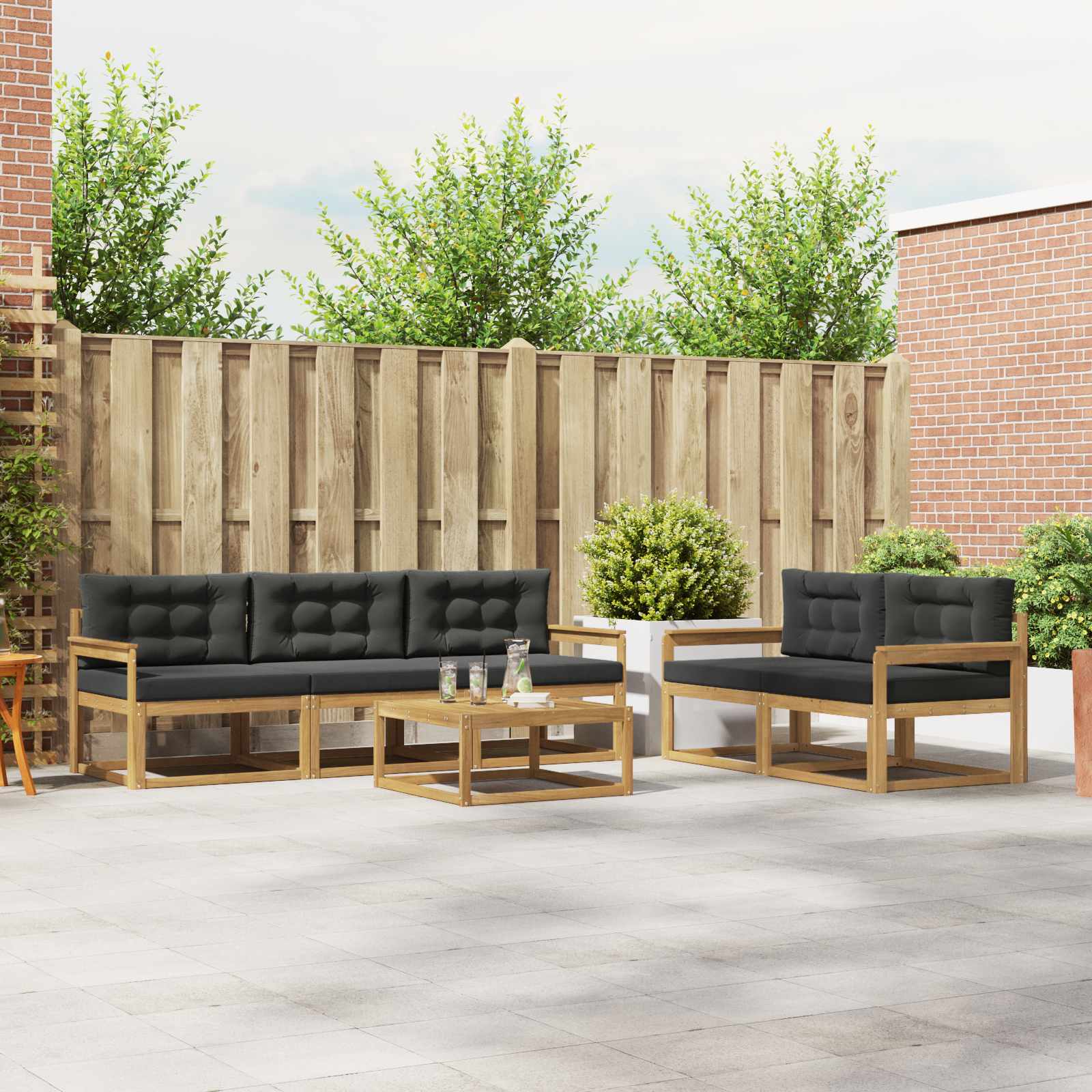 Outdoor-Sofagarnitur 6 stk. Weiß und Anthrazit