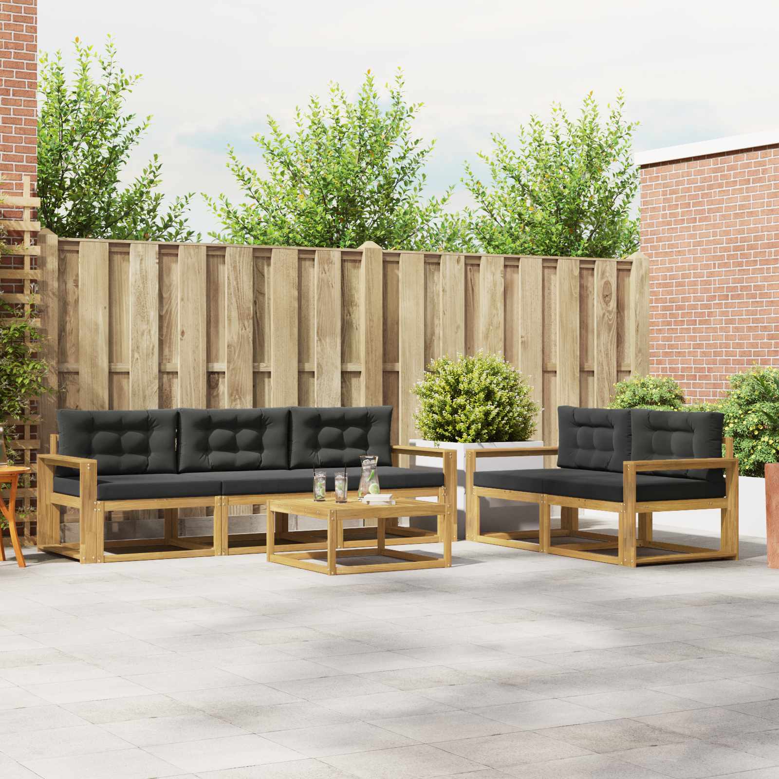 Outdoor-Sofagarnitur 6 stk. Weiß und Anthrazit