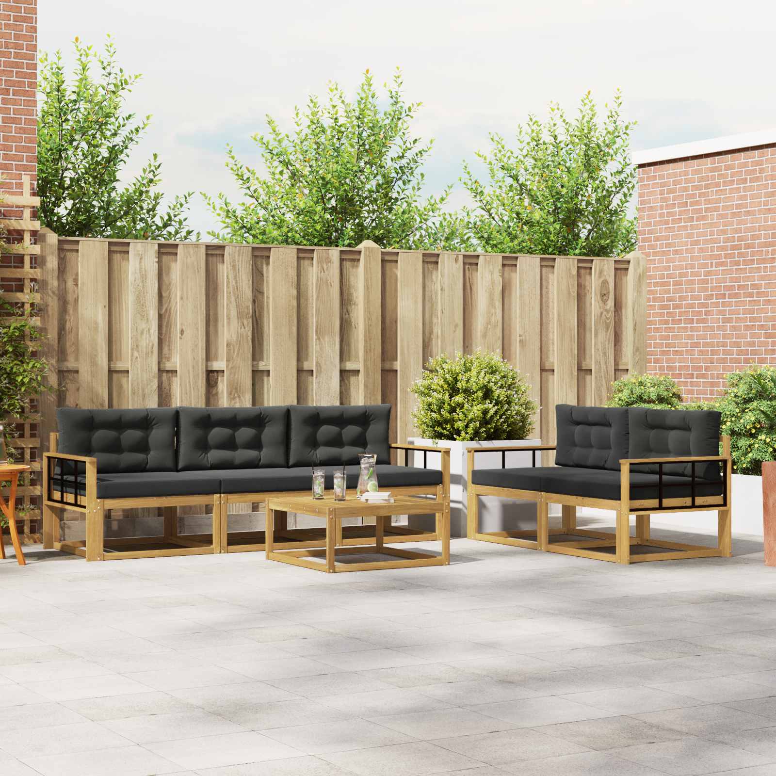 Outdoor-Sofagarnitur 6 stk. Weiß und Anthrazit