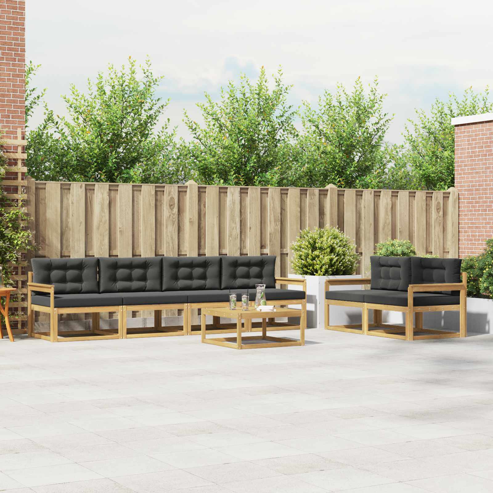 Outdoor-Sofagarnitur 6 stk. Weiß und Anthrazit