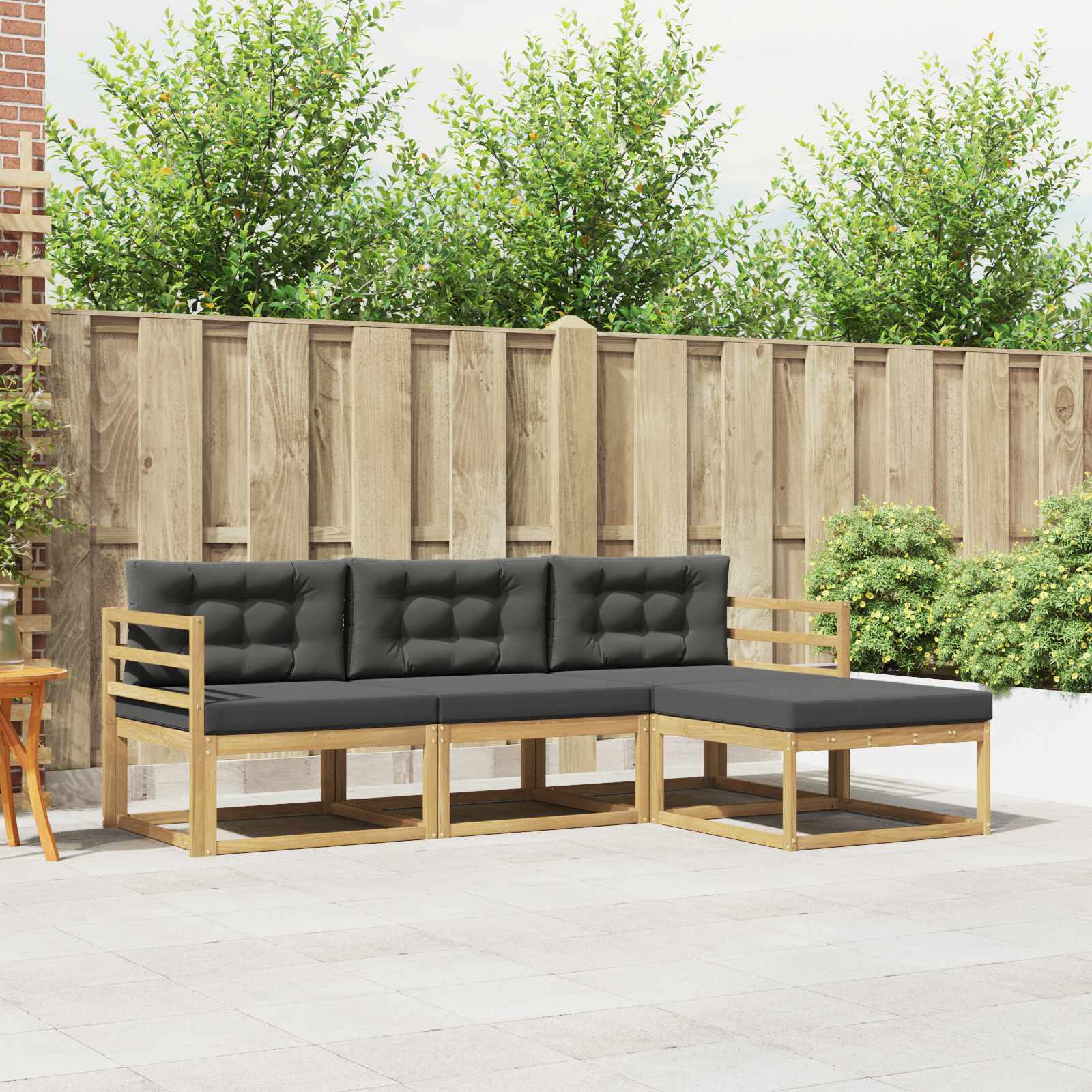 Outdoor-Sofagarnitur 4 stk. Weiß und Anthrazit Polyester