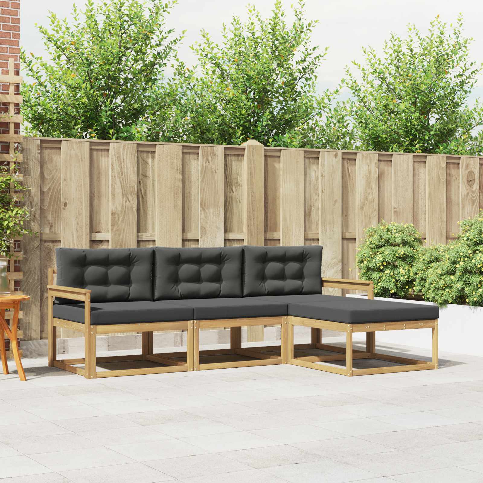 Outdoor-Sofagarnitur 4 stk. Weiß und Anthrazit Polyester
