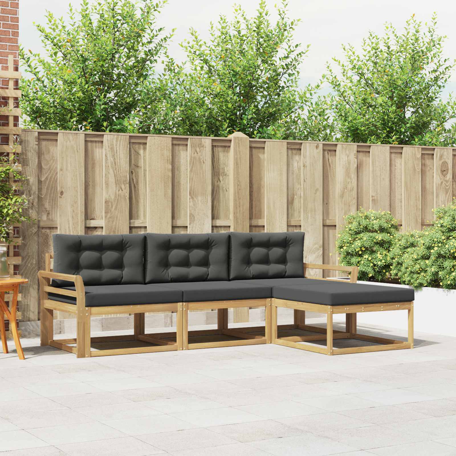 Outdoor-Sofagarnitur 4 stk. Weiß und Anthrazit Polyester
