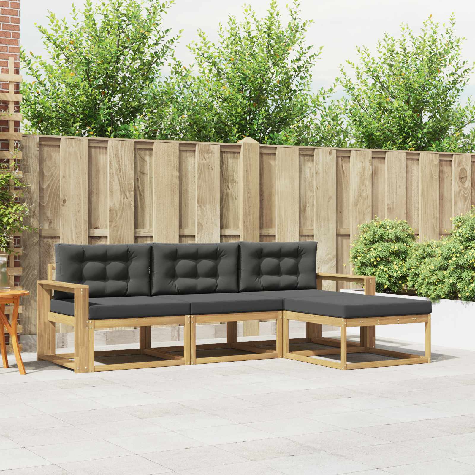 Outdoor-Sofagarnitur 4 stk. Weiß und Anthrazit Polyester