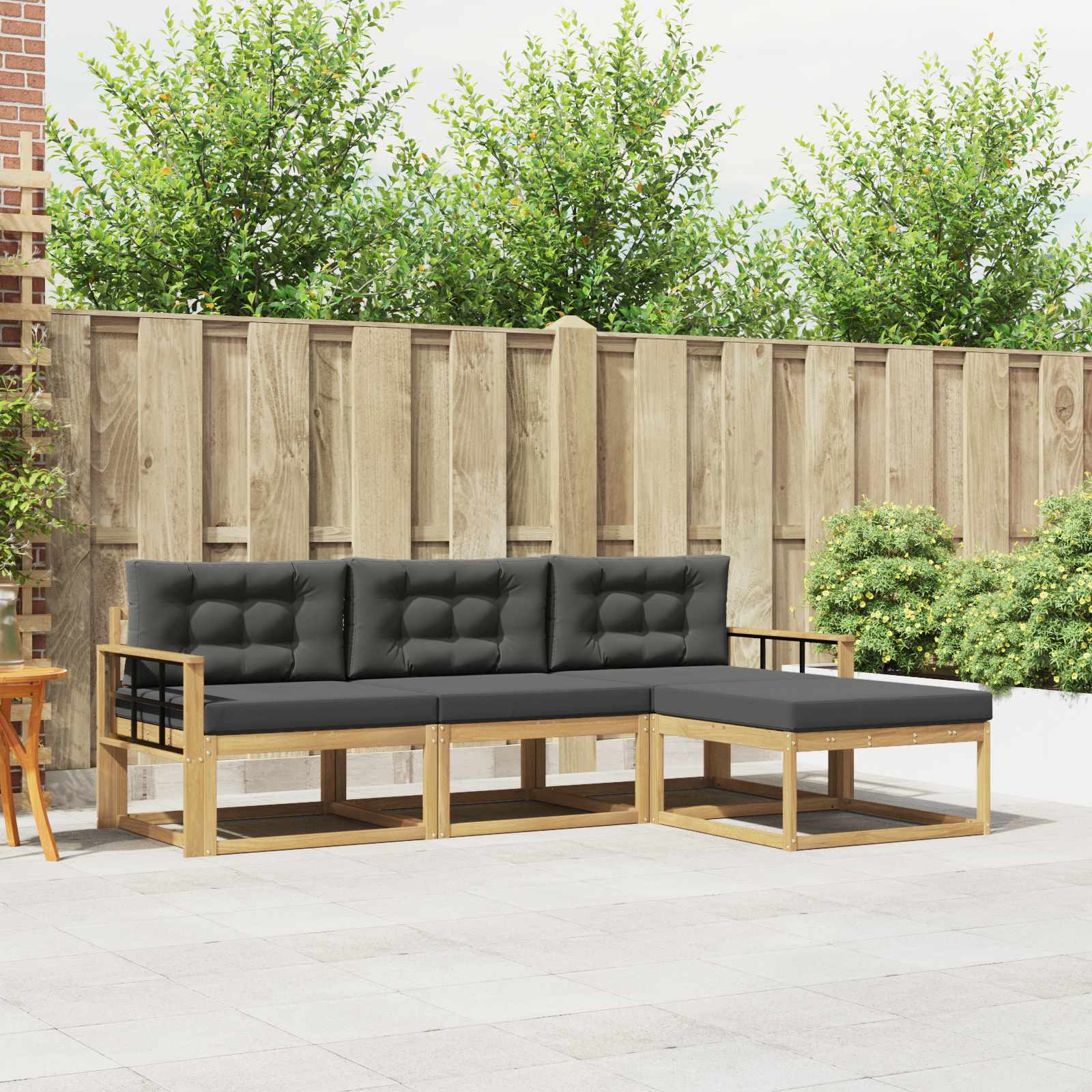 Outdoor-Sofagarnitur 4 stk. Weiß und Anthrazit Polyester