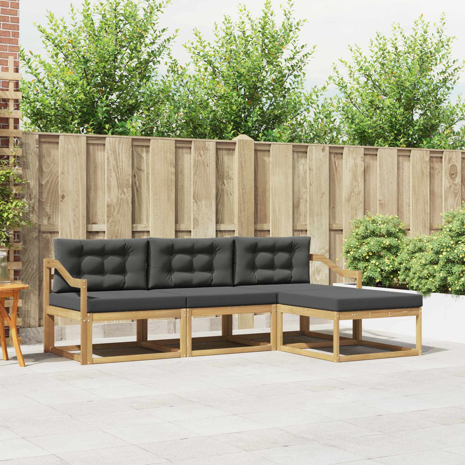 Outdoor-Sofagarnitur 4 stk. Weiß und Anthrazit Polyester