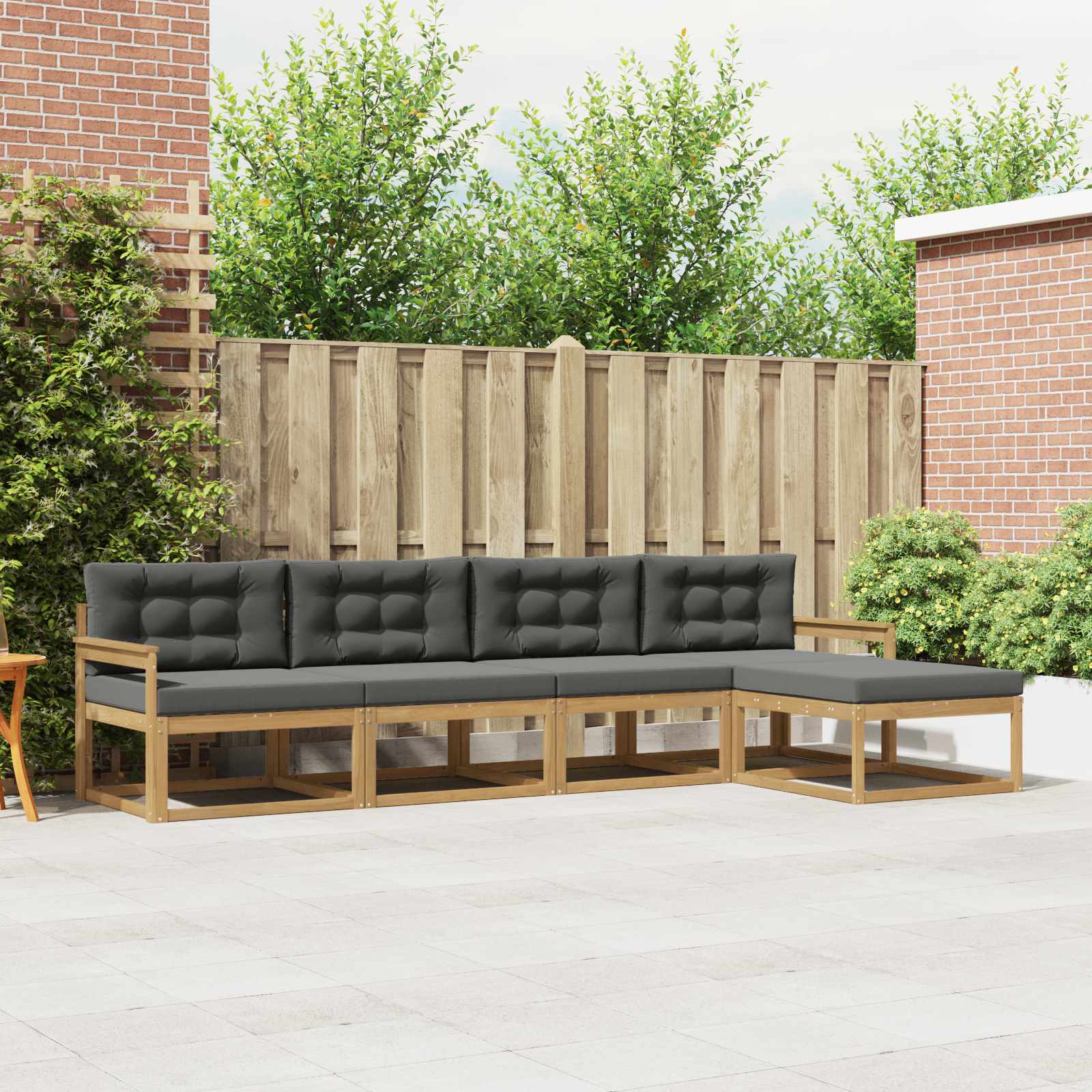 Outdoor-Sofagarnitur 4 stk. Weiß und Anthrazit Polyester