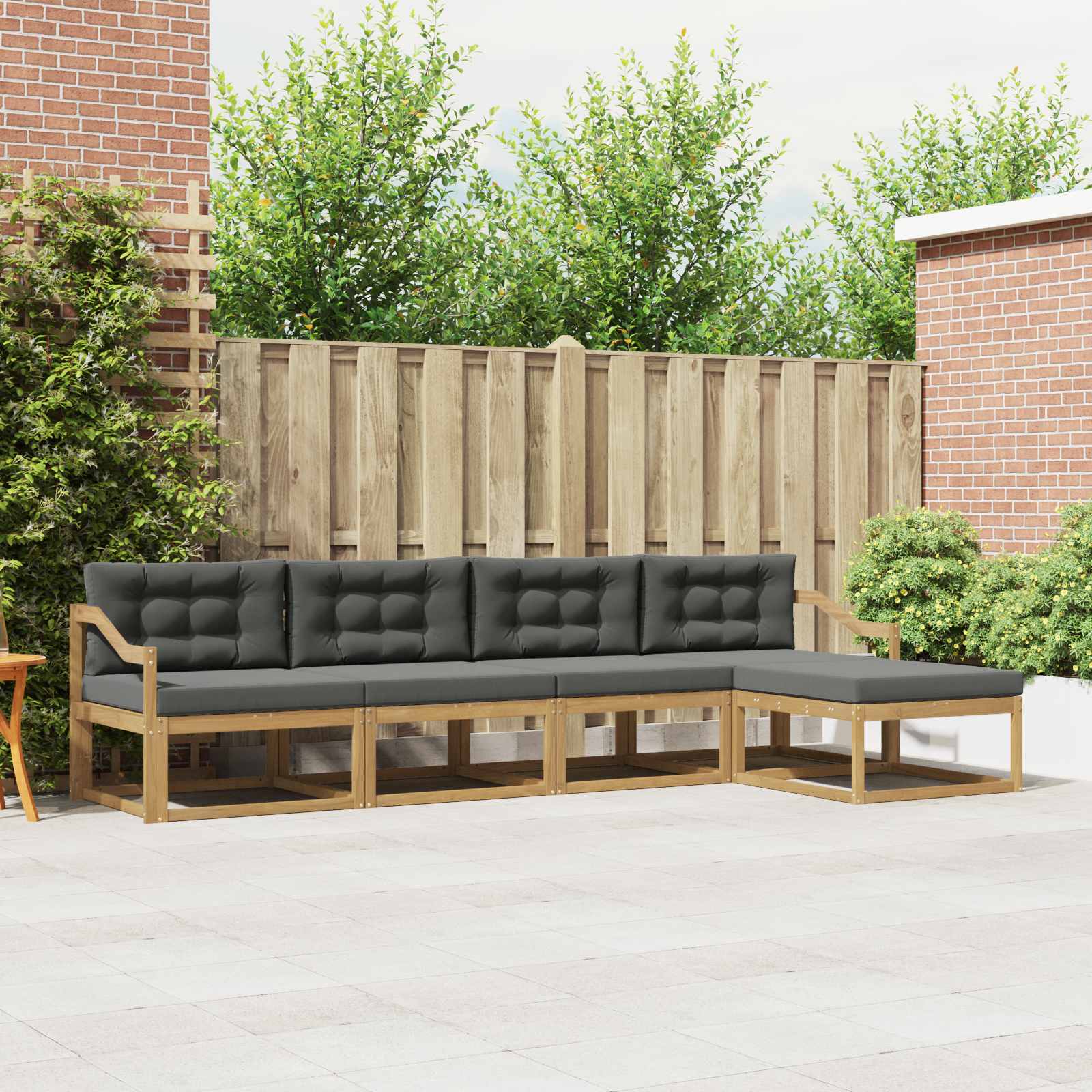 Outdoor-Sofagarnitur 4 stk. Weiß und Anthrazit Polyester