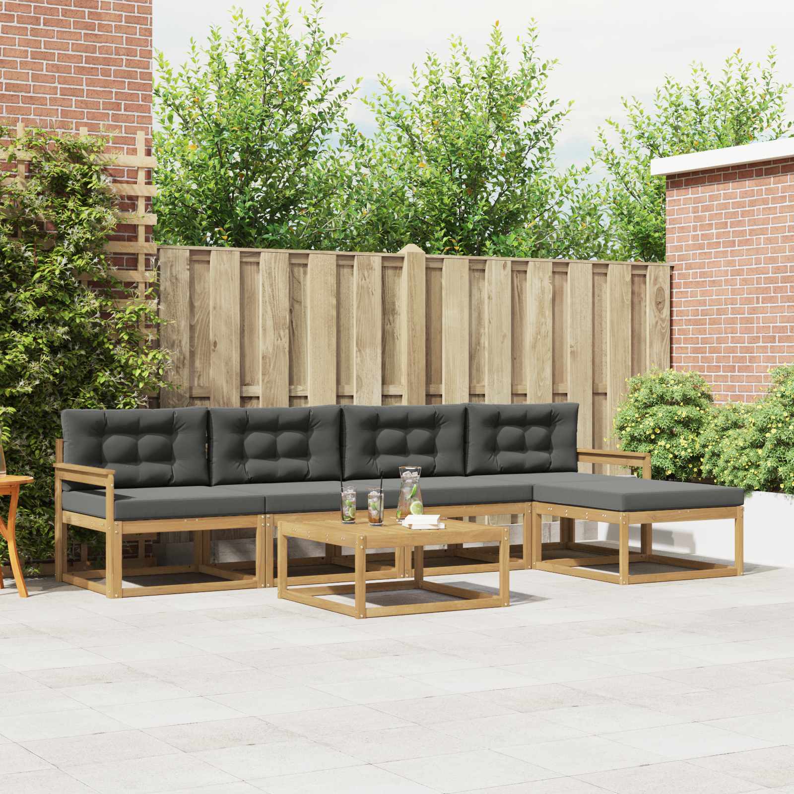 Outdoor-Sofagarnitur 6 stk. Weiß und Anthrazit Polyester