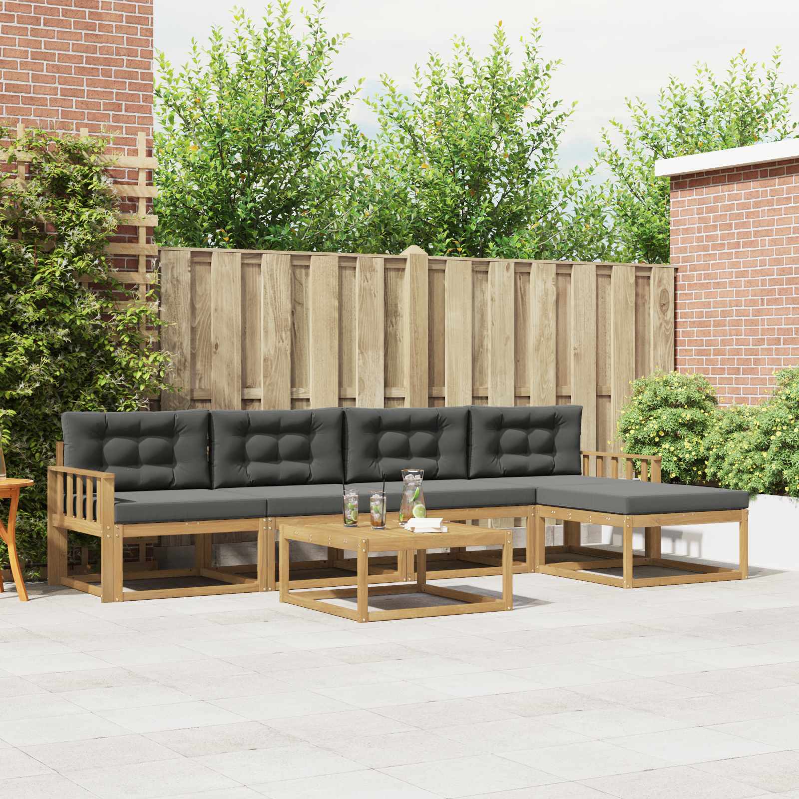 Outdoor-Sofagarnitur 6 stk. Weiß und Anthrazit Polyester